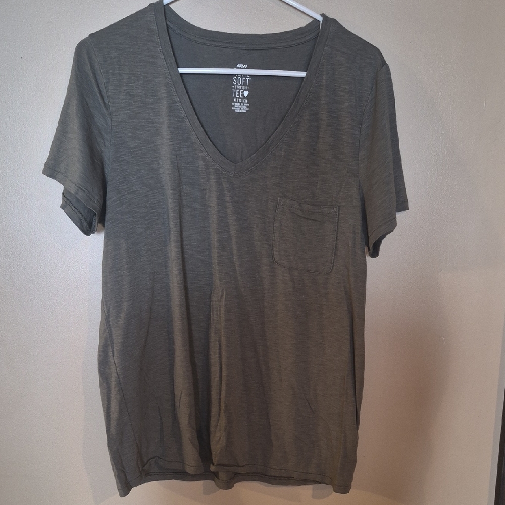 Green Aerie V-Neck Soft Tee